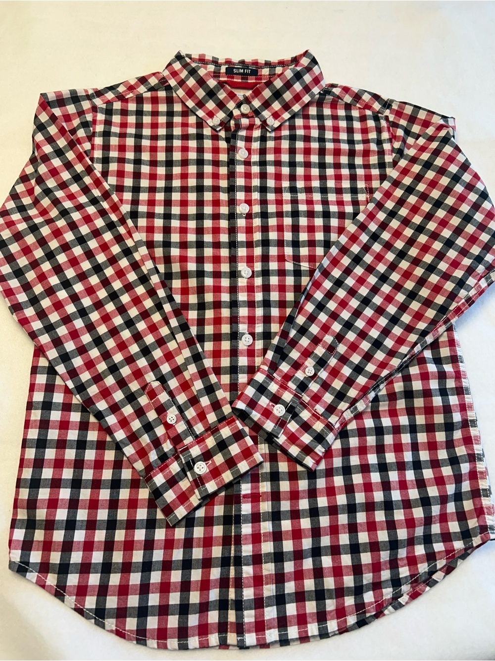 Gymboree Red Black White Plaid Button-Down Shirt Boys 10 100% Cotton
